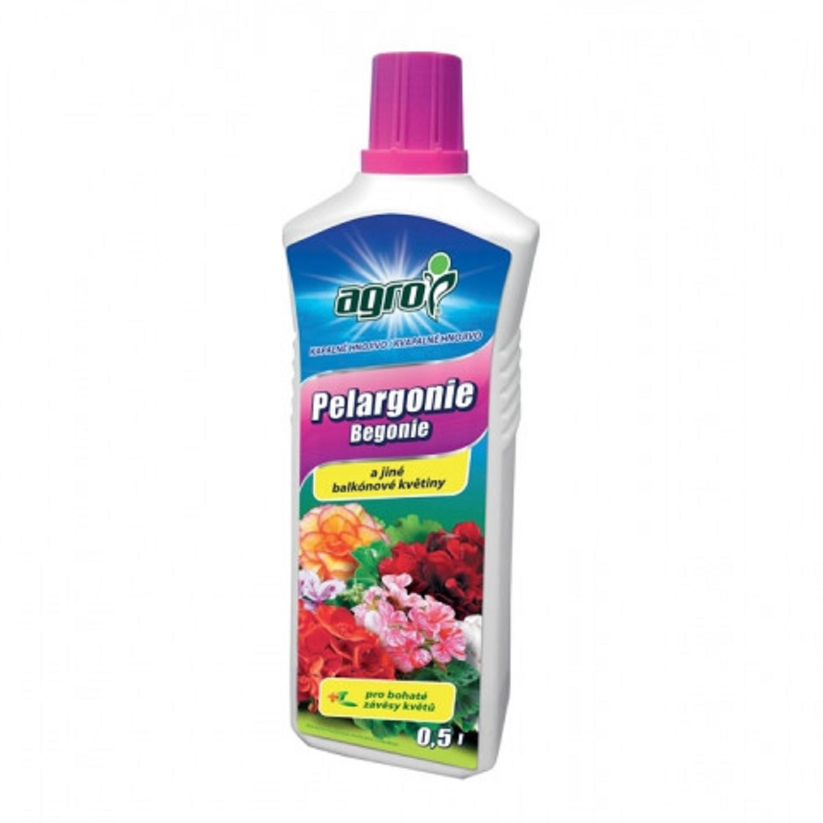 Hnojivo na pelargonie a jiné balkónové květiny - Agro - tekuté hnojivo - 0,5 l