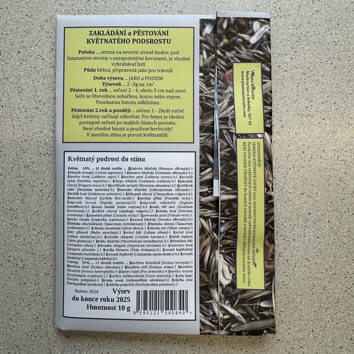 Květnatý podrost do stínu - osivo Planta Naturalis - směs lučních květin a trav - 10 g