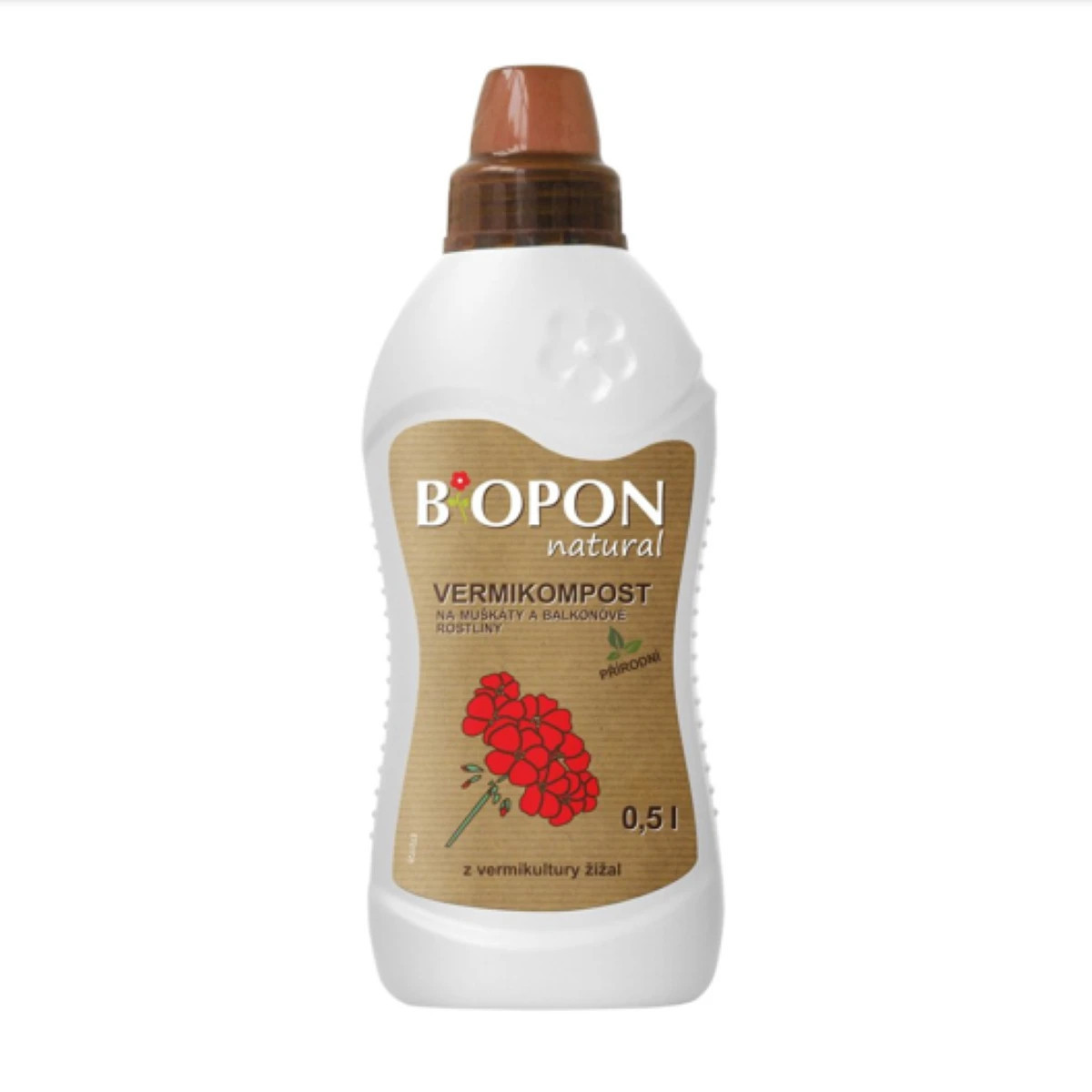 Vermikompost - Muškáty a balkónové rostliny - BoPon - tekuté hnojivo - 500 ml