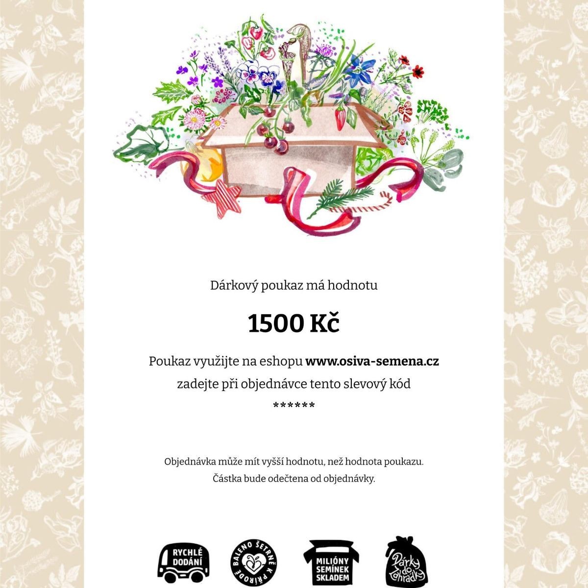 Vánoční poukázka - voucher v hodnotě 1500,- Kč