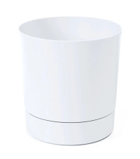 Květináč Aura s podmiskou - bílý - 15 x 15 cm - pěstební pomůcky - 1 ks