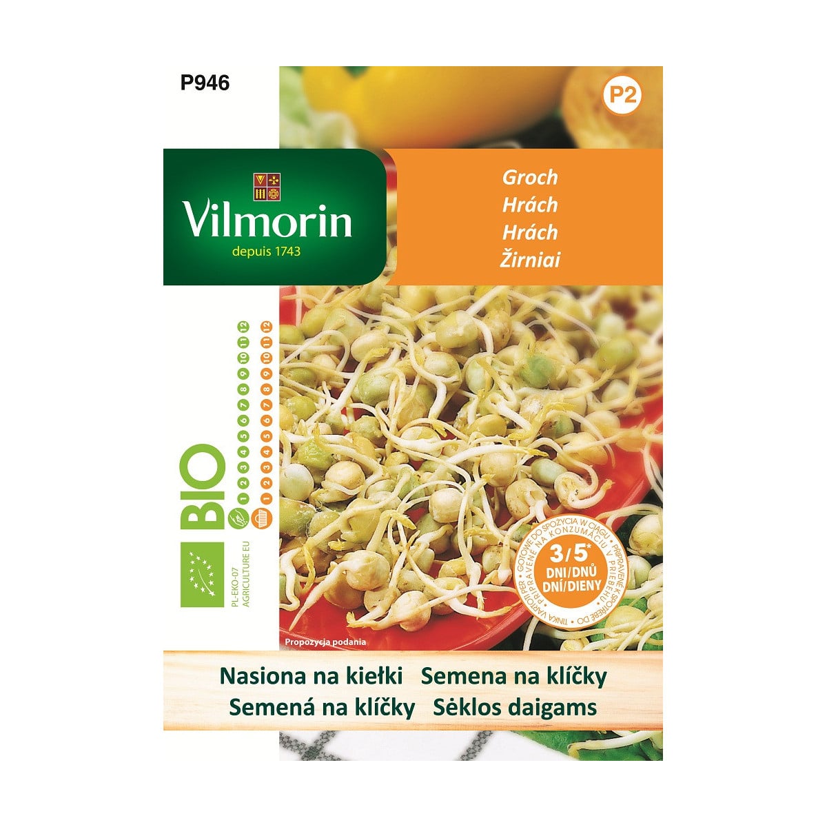 BIO hrách - bio semena hrachu na klíčky - 40 g