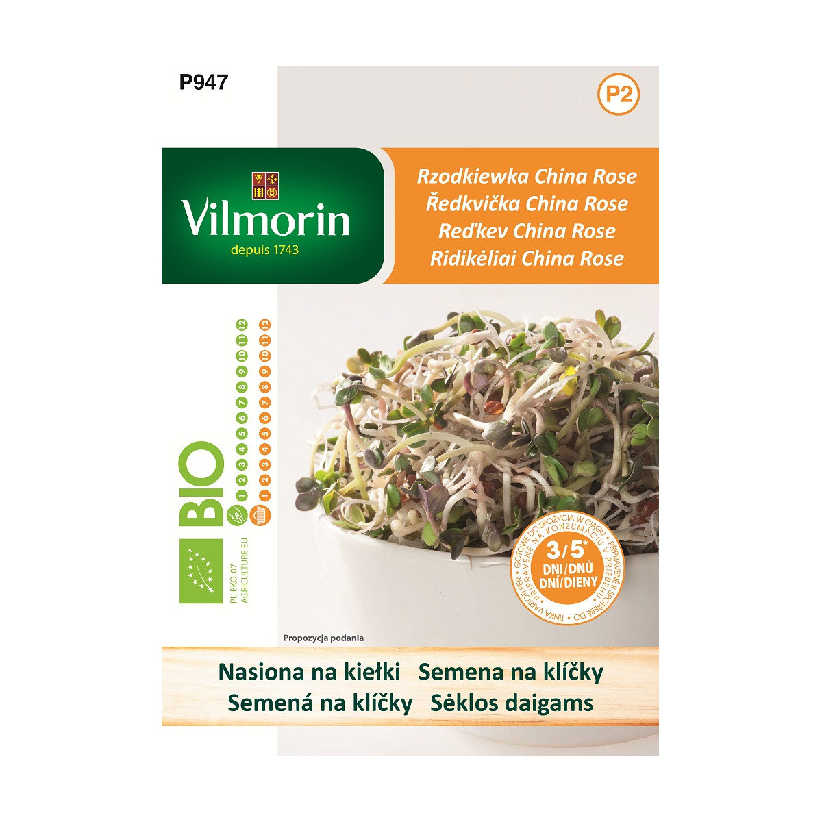BIO ředkvička China Rose - bio semena ředkvičky na klíčky - 10 g